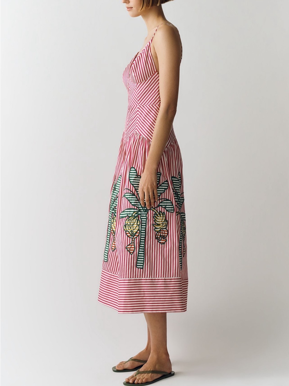 FARM Rio Palm Tree Striped Midi Dress - Picture 4 of 10